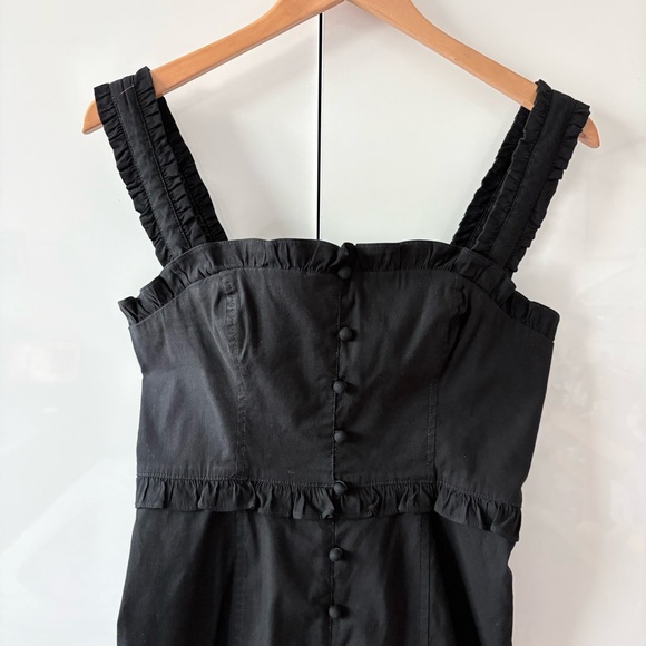 Anthropologie Black Slim Square Neck Ruffle Button Down Dress - Picture 4 of 12
